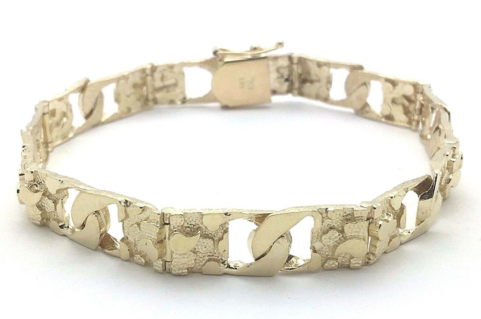 14k Yellow Gold Cuban Link Nugget Bracelet 8" 9mm 22 grams