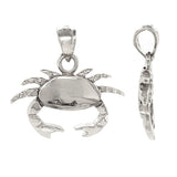 14k White Gold 3D Crab Cancer Zodiac Sign Charm Pendant 3.6 grams - White