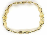 14k Yellow Gold Satin Finish Fancy Link Bracelet 7.75" 9.5mm 17 grams