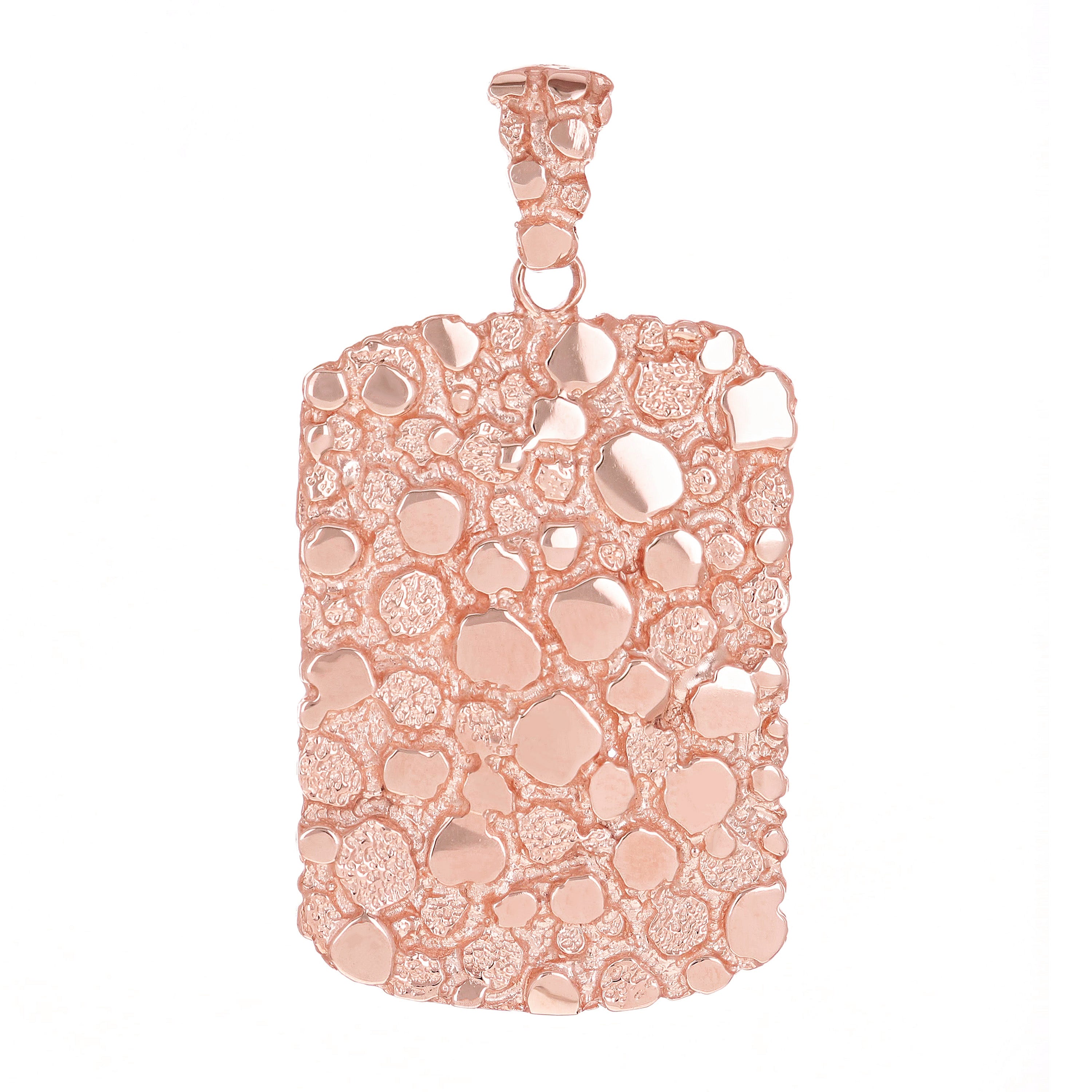 14k Rose Gold Solid Big Rectangle Nugget Pendant 2" 13.2 grams - Rose