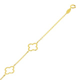 Italian 14k Yellow Gold Flower Charm Station Anklet Bracelet 11" 9.2mm 1.8 grams