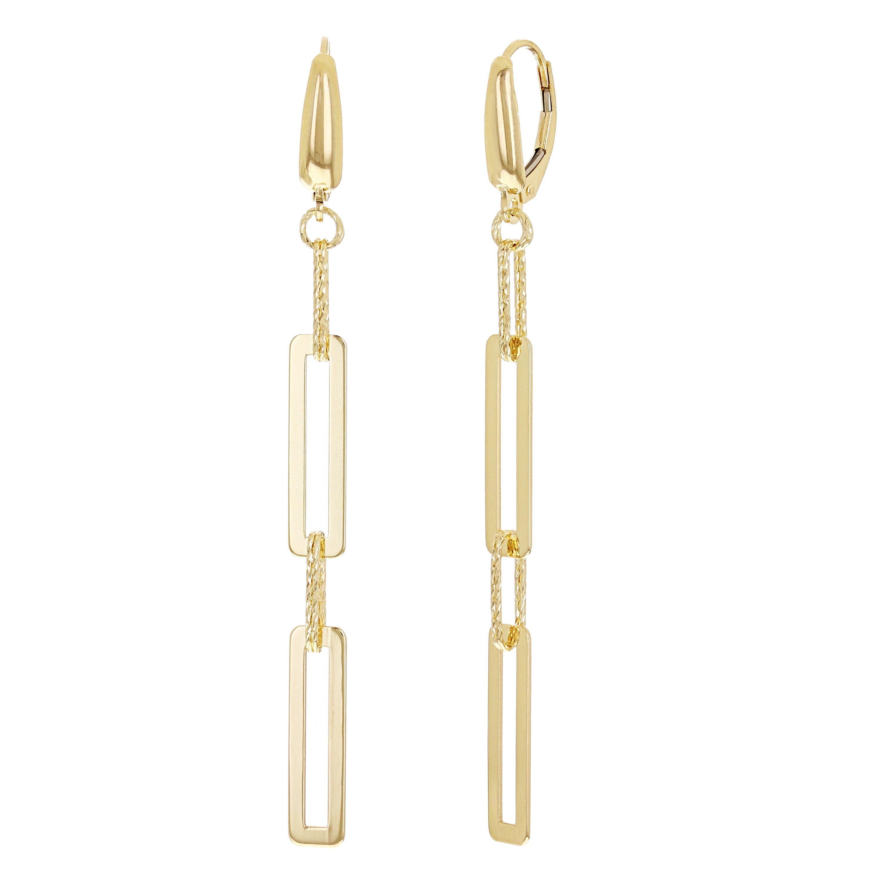 Italian 14k Yellow Gold Paper Clip Link Necklace, Bracelet & Earrings Set 16.4 grams