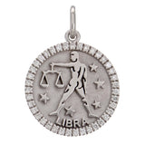 14k White Gold  Diamond Zodiac Sign Libra Pendant - Libra,White