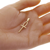 14k Yellow Gold Celtic Ankh Cross Charm Pendant 1.5" 1.5 grams