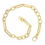 Italian 14k Yellow Gold Oval Twisted & Paper Clip Link Bracelet 7.75" 5.6 grams