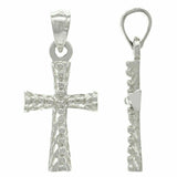 14k White Gold Cross Charm Pendant Religious 1" 1.4 grams - White