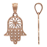 14k Rose Gold Solid Hand Of Fatima Hamsa Charm Pendant 1.3 grams - Rose