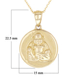 14k Yellow Gold Buddha Medal Necklace 18" 4.6 grams - Yellow