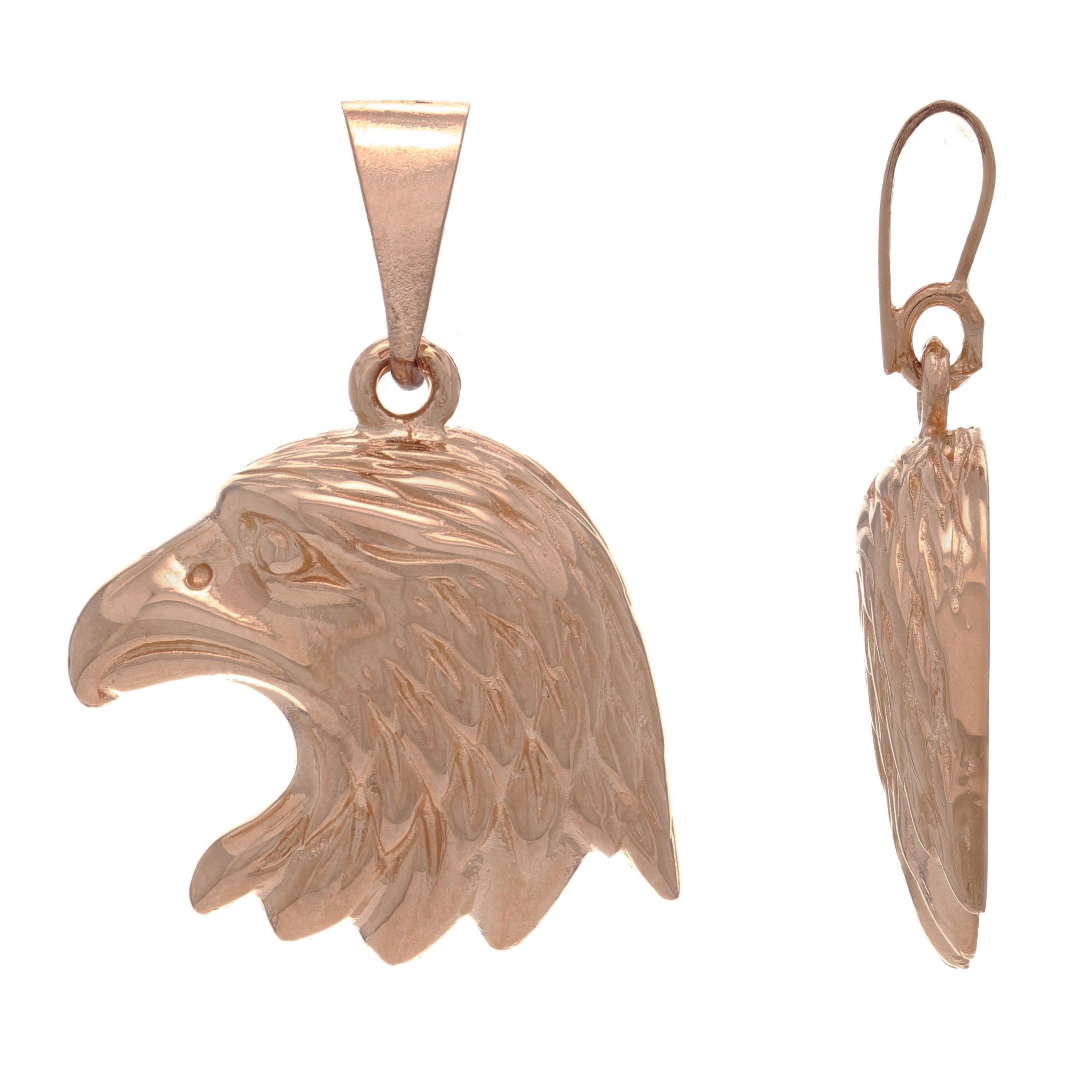 14k Rose Gold Solid American Eagle Charm Pendant 1.25" 5.6 grams - Rose
