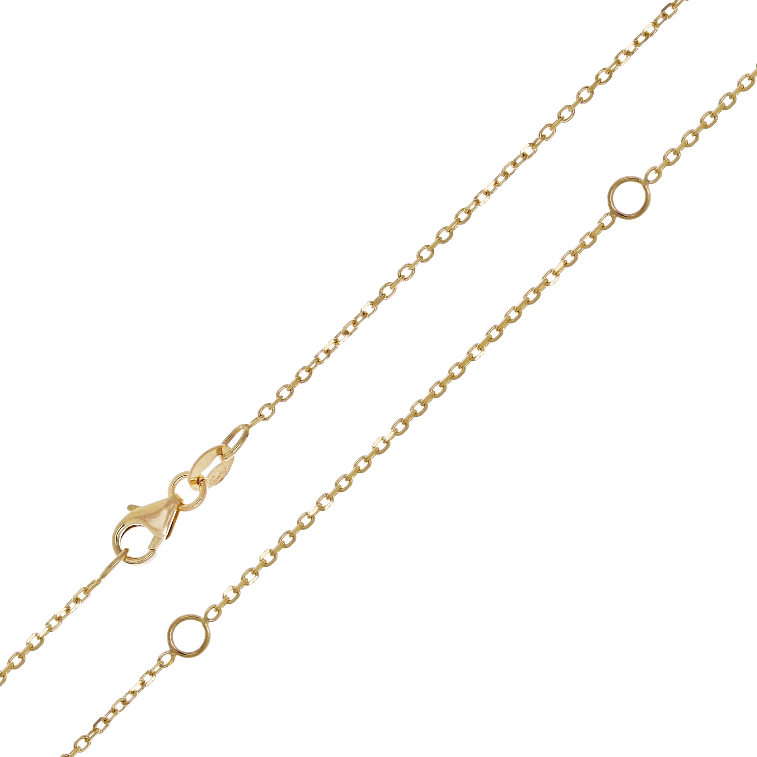 Italian 14k Yellow Gold Rolo Chain Necklace Adjustable 16-20" 1.2mm 2.2 grams - 1.2 mm