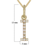 14k Yellow Gold Diamond Initial Letter I Charm Pendant Necklace 18" - Letter I,Yellow