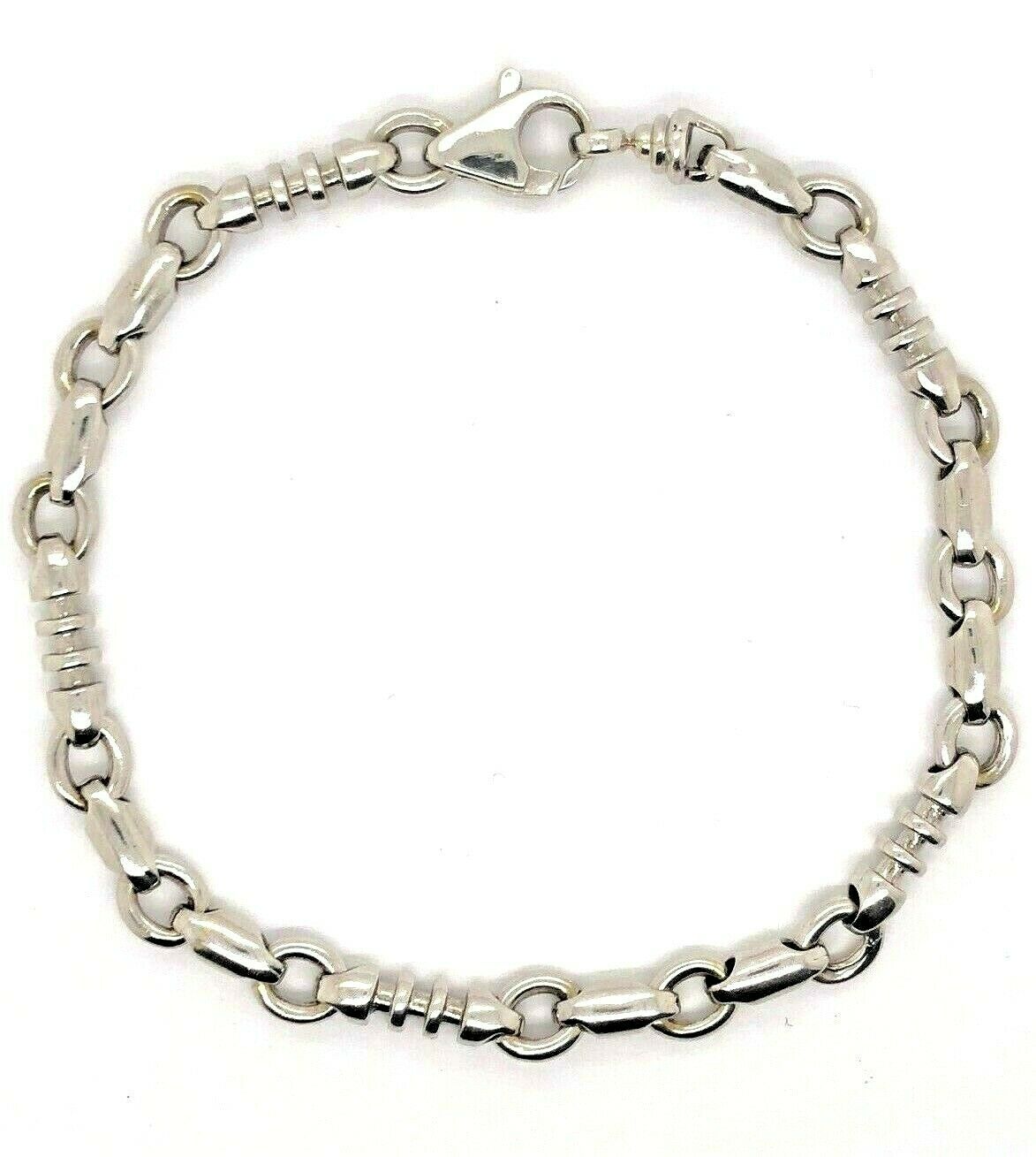 14k White Gold Handmade Fashion Link Bracelet 8" 6.3mm 23.5 grams - 8"