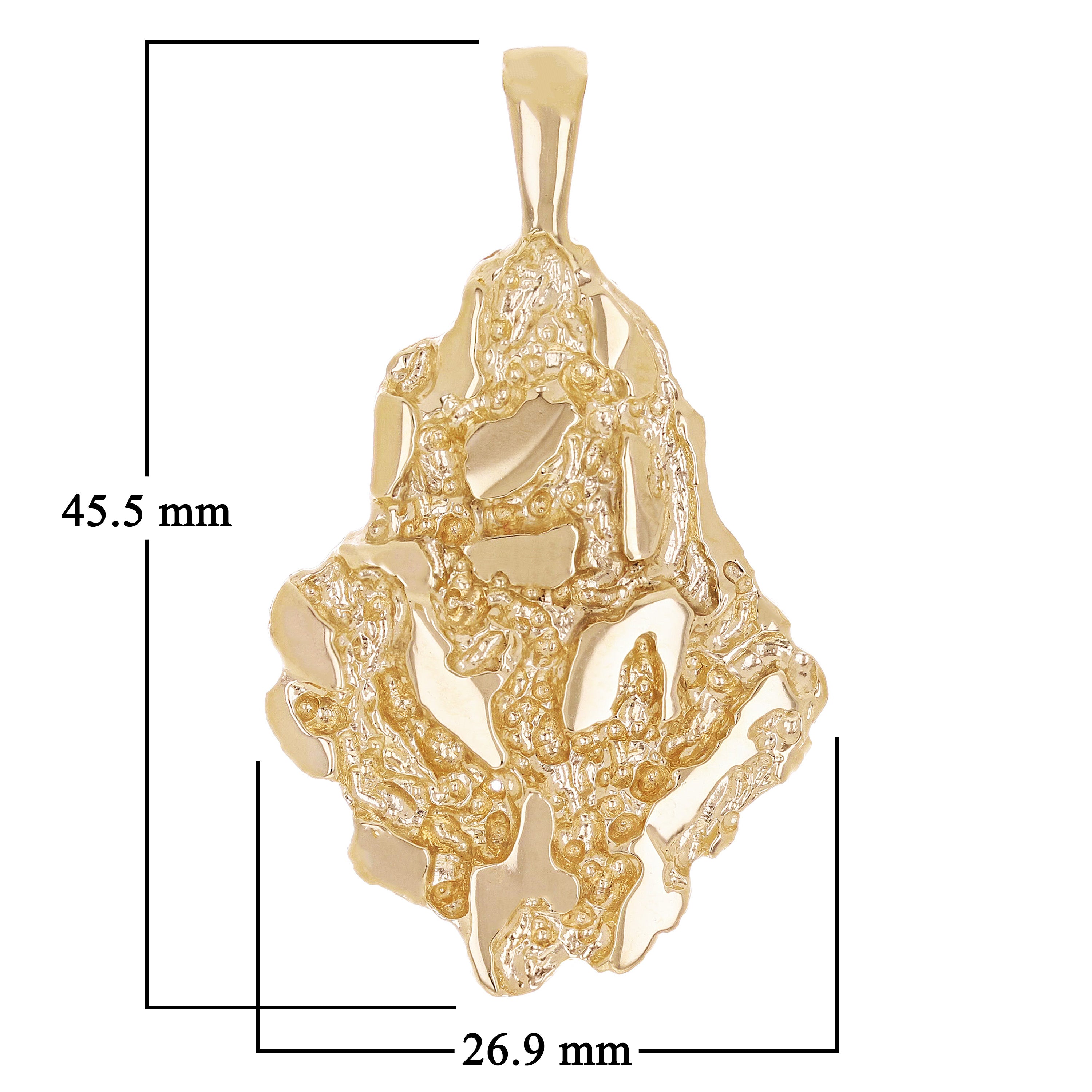 10k Yellow Gold Solid Free Form Nugget Charm Pendant 1.8" 10.3 grams