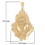 10k Yellow Gold Solid Free Form Nugget Charm Pendant 1.8" 10.3 grams