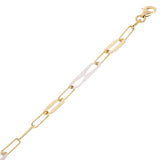 Italian 14k Two-Tone Gold Paperclip Link Bracelet 7" 5.3mm 2.8 grams
