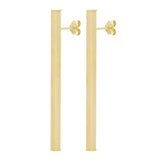 Italian 14k Yellow Gold Square Vertical Bar Dangle Drop Earrings 2" 2.9mm 2.2g