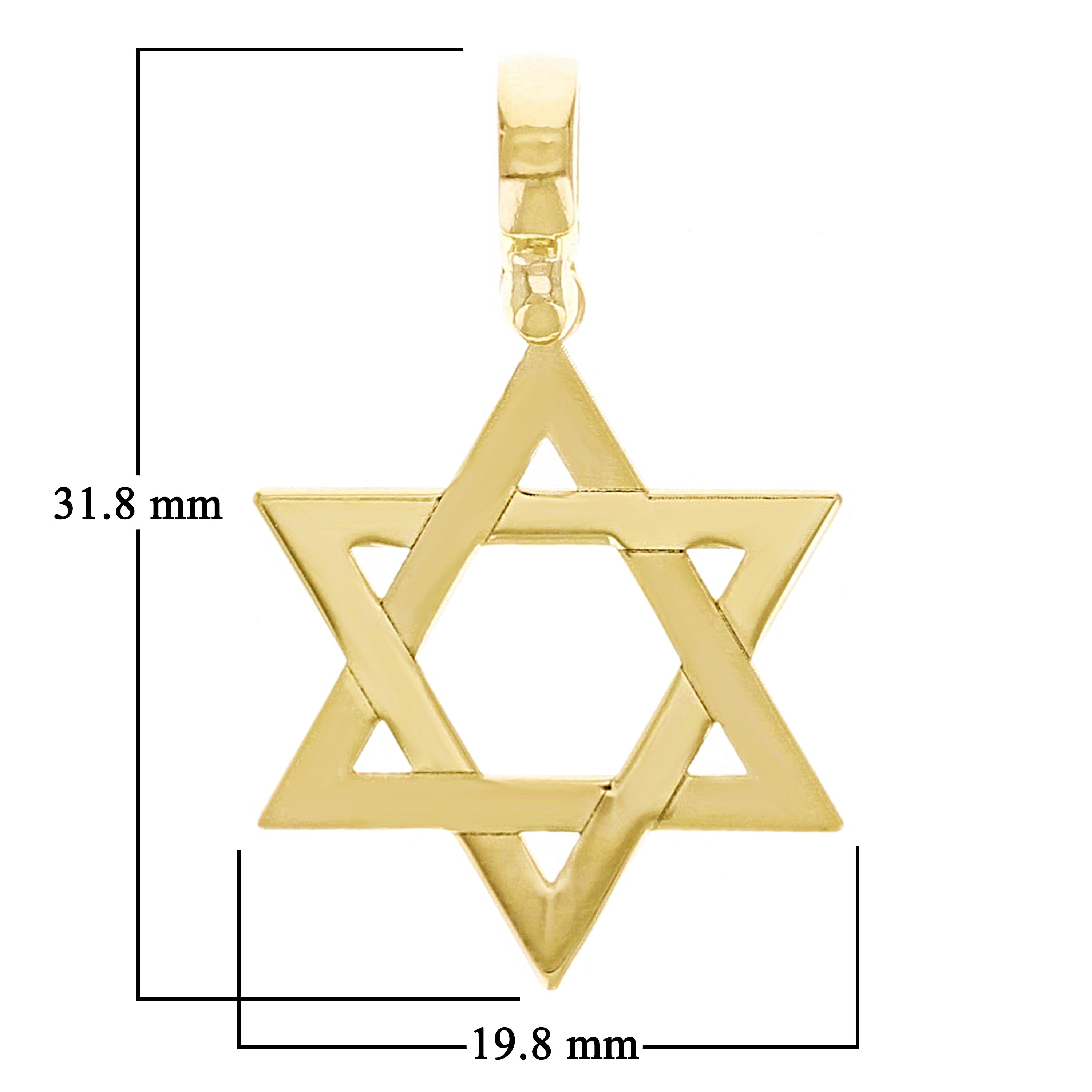 Italian 14k Yellow Gold Star of David Charm Pendant 1.3" 2 grams