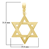 Italian 14k Yellow Gold Star of David Charm Pendant 1.3" 2 grams