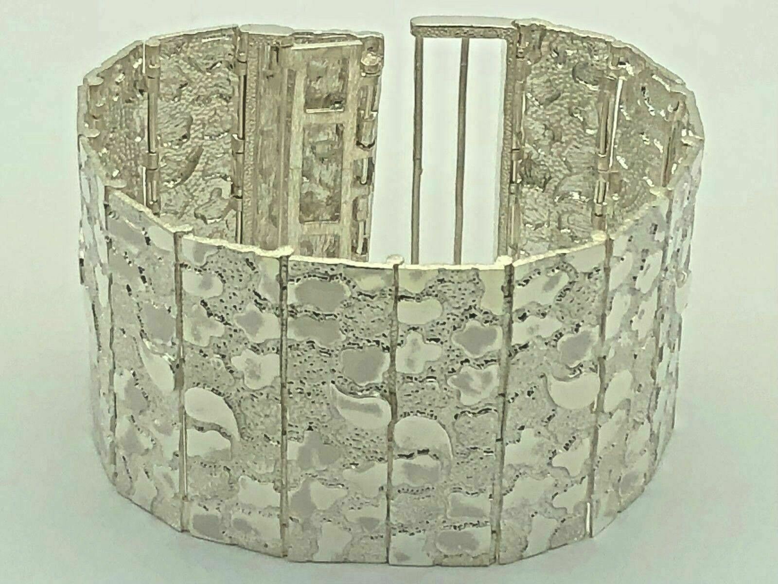 925 Sterling Silver Nugget Bracelet Adjustable 8.5" - 9" 138.2 grams