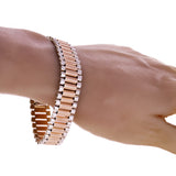Italian Two-Tone 14k White & Rose Gold Watch Link Bracelet 8" 15.1mm 36 grams - 36 grams