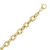 Italian 14k Yellow Gold Oval & Paper Clip Link Chain Bracelet 7.5" 8.9mm  5.4 grams