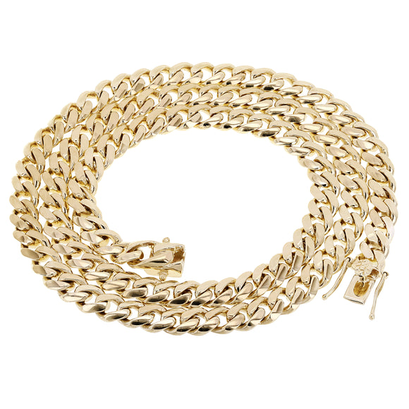 Men's 10k Yellow Gold Solid Miami Cuban Link Necklace 22