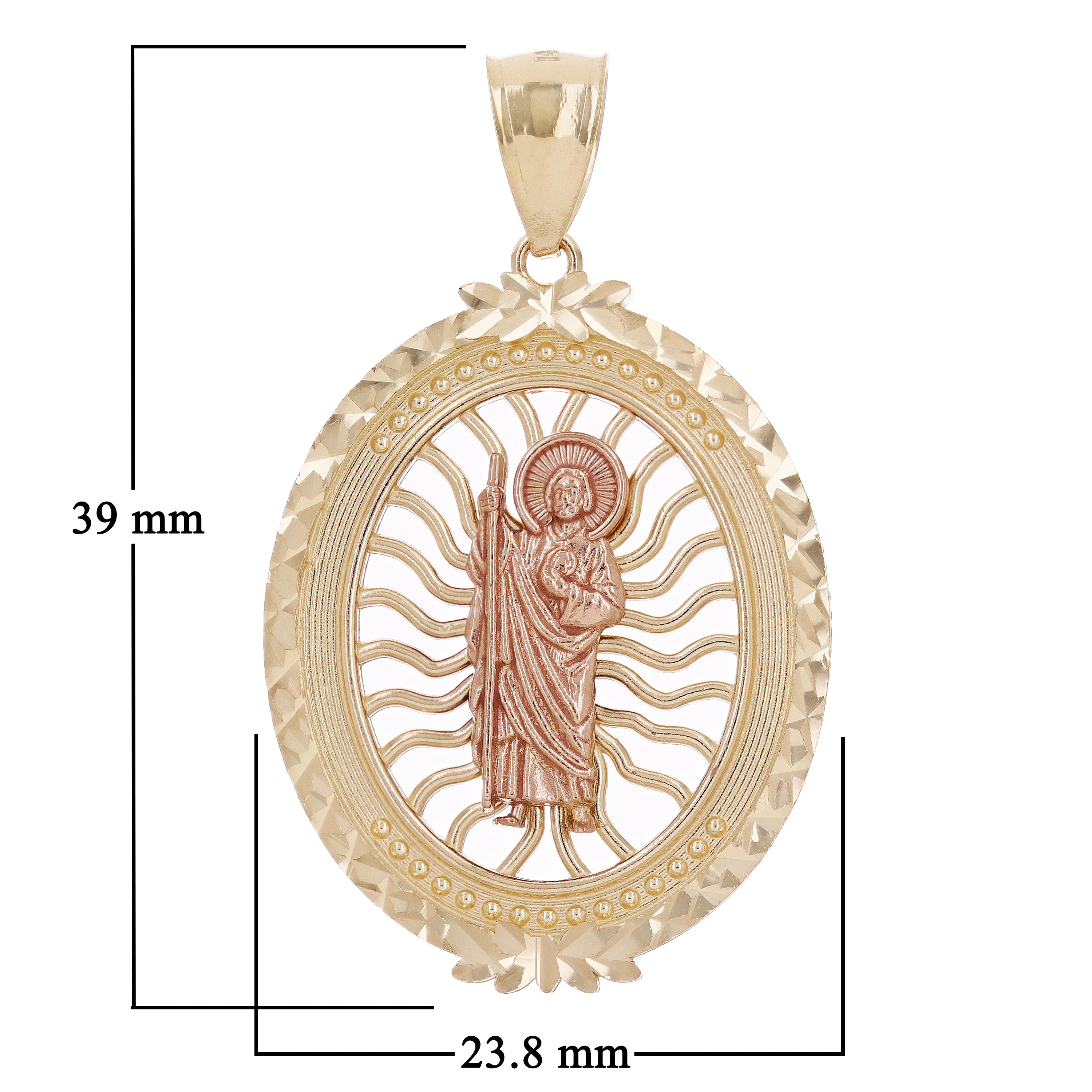 14k Yellow & Rose Gold St. Jude Thaddeus Oval Charm Pendant 1.5" 4.9 grams
