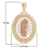 14k Yellow & Rose Gold St. Jude Thaddeus Oval Charm Pendant 1.5" 4.9 grams