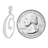 14k White Gold Initial Letter O Alphabet Charm Pendant - Letter O,White
