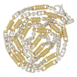 10k Two-Tone Gold Handmade Oval & Spring Barrel Link Necklace 18" 7mm 51.7 grams - White and Yellow 18" 51.7 grams