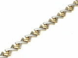 Italian 14k Two Tone Gold Fancy X Criss Cross Bracelet 7" 9mm 11 grams