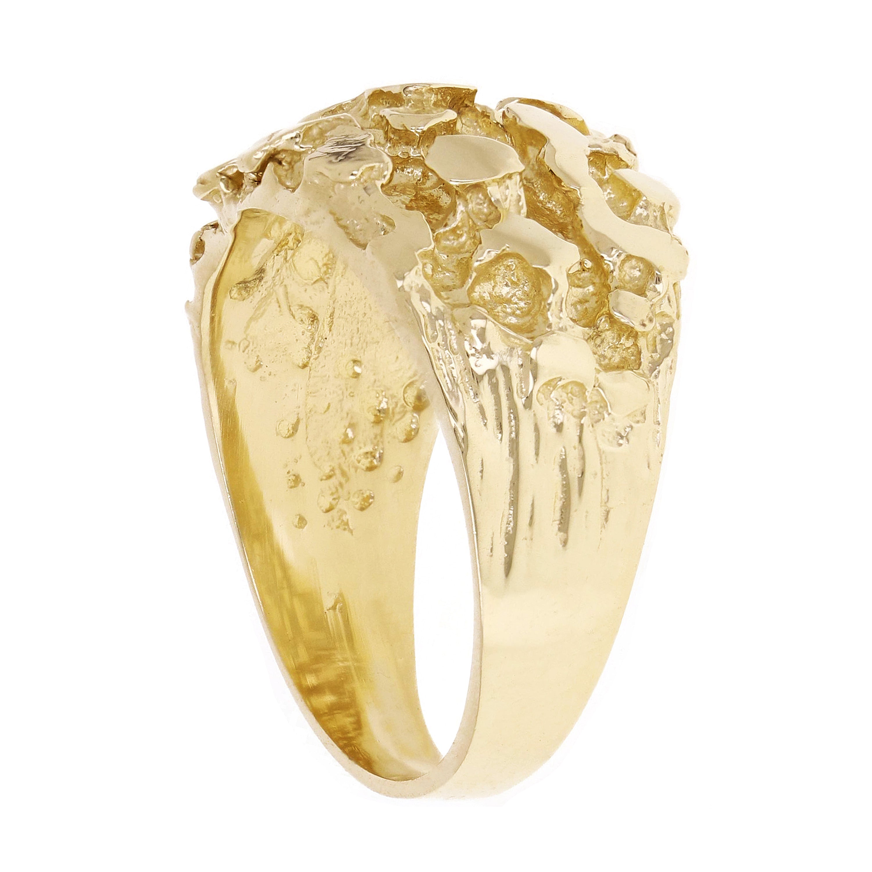 10k Yellow Gold Nugget Style Ring Band 13.2mm Size 8 - Ring Size 8