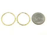 14k Yellow Gold Diamond Cut Round Endless Hoop Earrings 1" 1.5mm 1.7 grams
