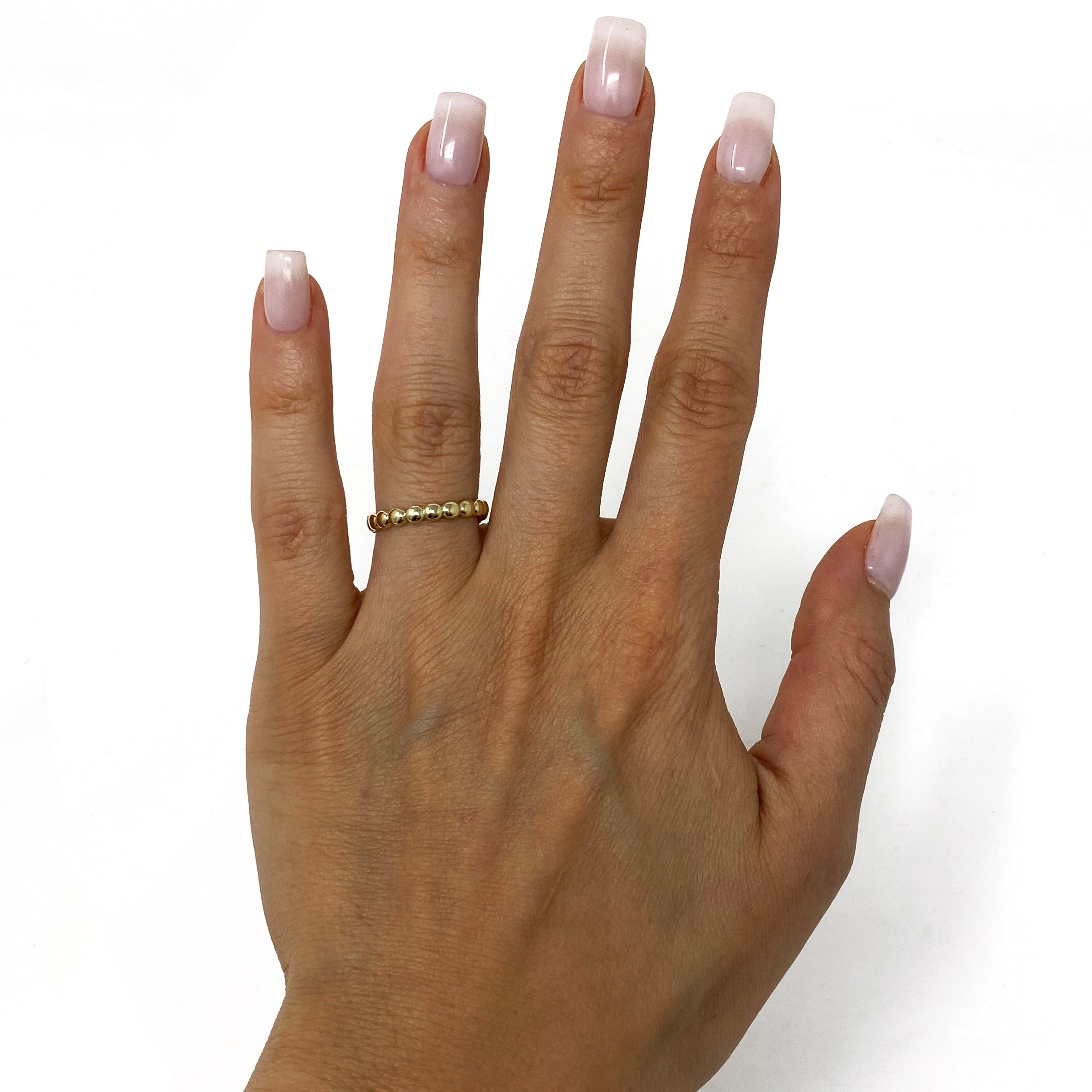 14k Yellow Gold Ball Beaded Stackable Ring Size 6.75 1.8 grams - Yellow,Ring Size 6.75