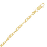 14k Yellow Gold Solid Flower & Leaves Link Bracelet 7" - 7"
