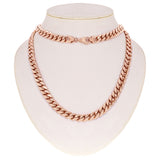 10k Rose Gold Solid Heavy Miami Cuban Chain Link Necklace 28" 10 mm 163.3 grams with Lobster Clasp - Rose,28"