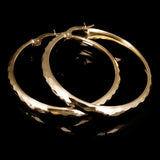 Italian 14k Yellow Gold Hollow Diamond Cut Hoop Earrings 1.4" 3.8mm 3.1 grams