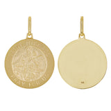Italian 14k Yellow Gold Saint Michael Medal Charm Pendant 1.2" 4.3 grams