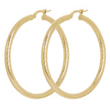 Italian 14k Yellow Gold Twisted Round Hoop Earrings 1.7" 3mm 3.7 grams