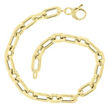 Italian 14k Yellow Gold Hollow Oval Paper Clip Link Bracelet 7.75" 6mm 5.2 grams