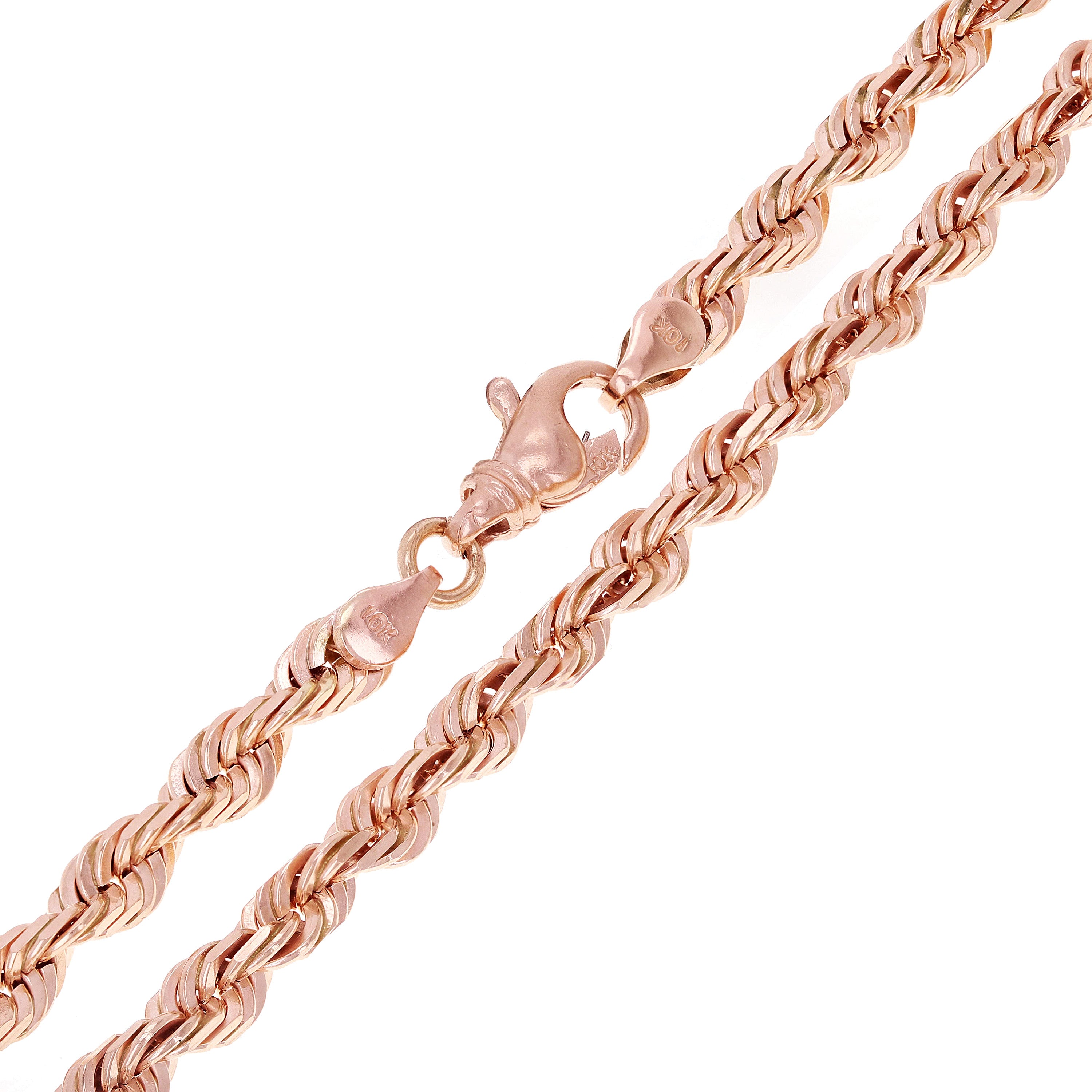 Men's Solid 10k Rose Gold Diamond Cut Rope Chain Necklace 22" 6mm 52.9 grams - 22"