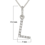 14k White Gold Diamond Initial Letter L Charm Pendant Necklace 18" - Letter L,White