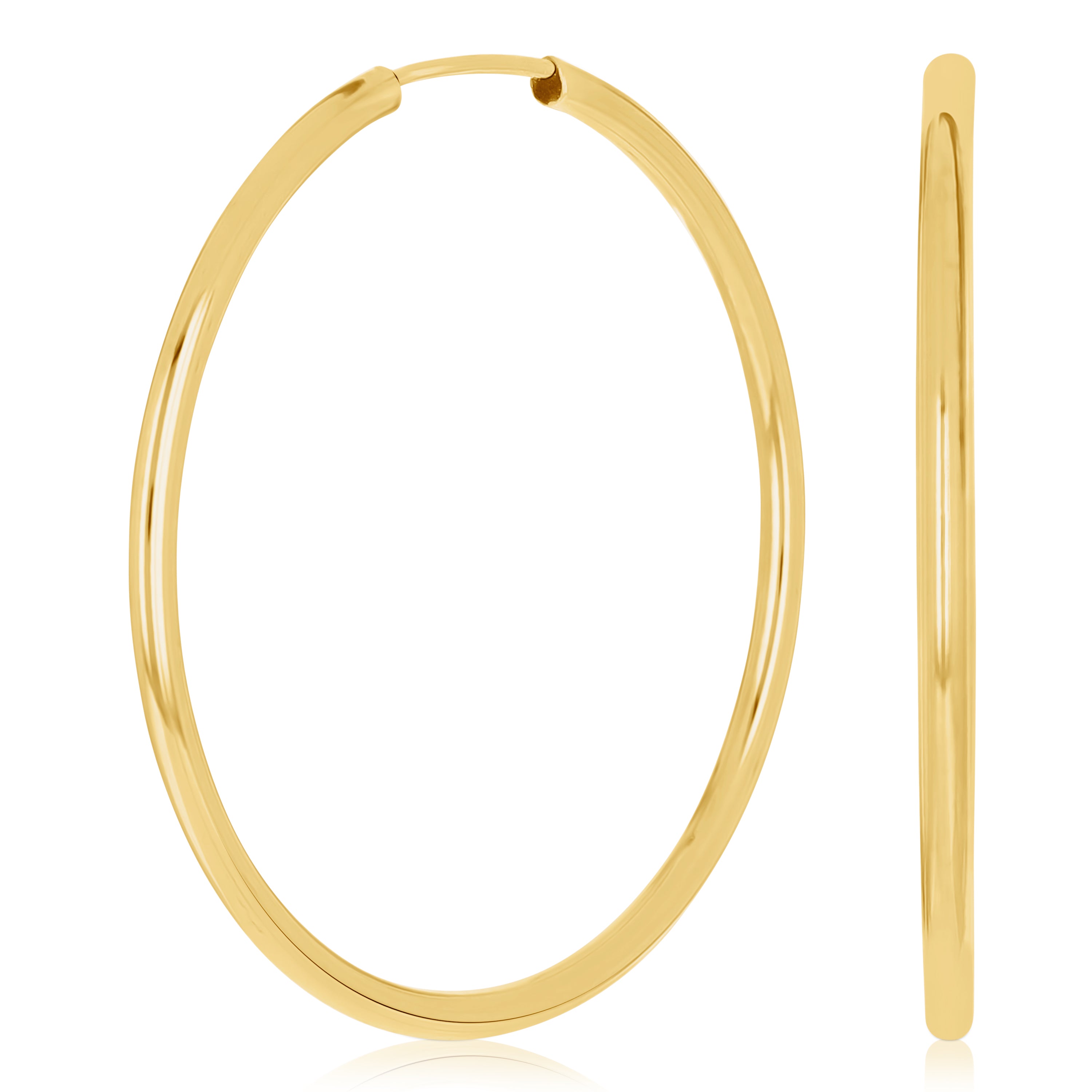 Italian 14k Yellow Gold High Polish Round Endless Hoop Earrings 1.2" 1 gram