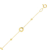 Italian 14k Yellow Gold Station Round Ball Beads Charn Bracelet 7" 1.7 grams