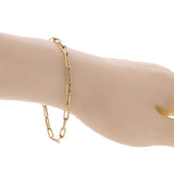 Italian 14k Yellow Gold Hollow Paper Clip Chain Bracelet 7.5" 4mm 2.9 grams - 7.5" 4mm