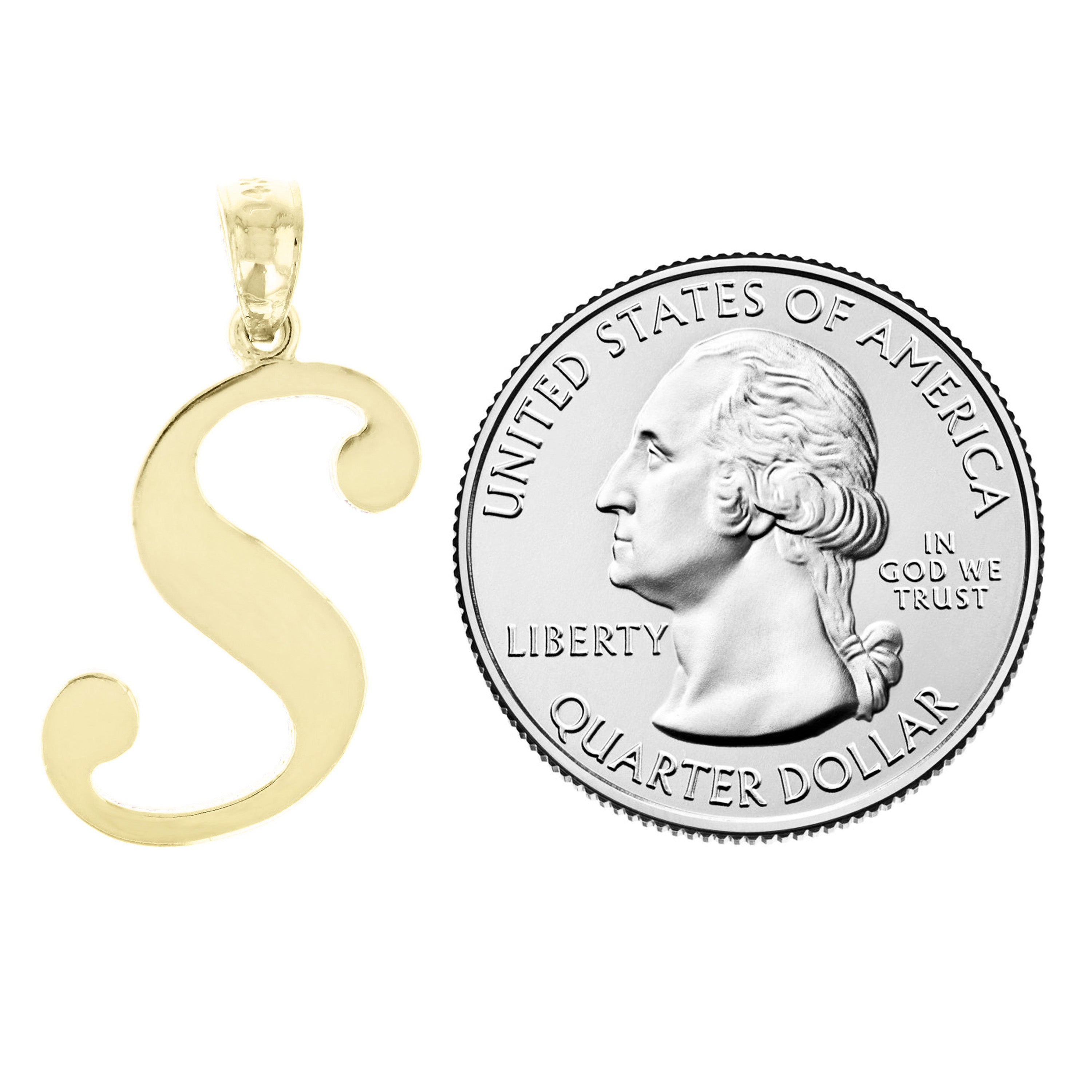 14k Yellow Gold Initial Letter S Alphabet Charm Pendant - Letter S,Yellow