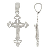 14k White Gold Solid Jesus Christ Crucifix Cross Religious Charm Pendant 1.2g - White