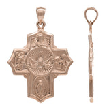 14k Rose Gold Holy Spirit Scapular Four Way Cross Charm Pendant 1" 5.6 grams - Rose