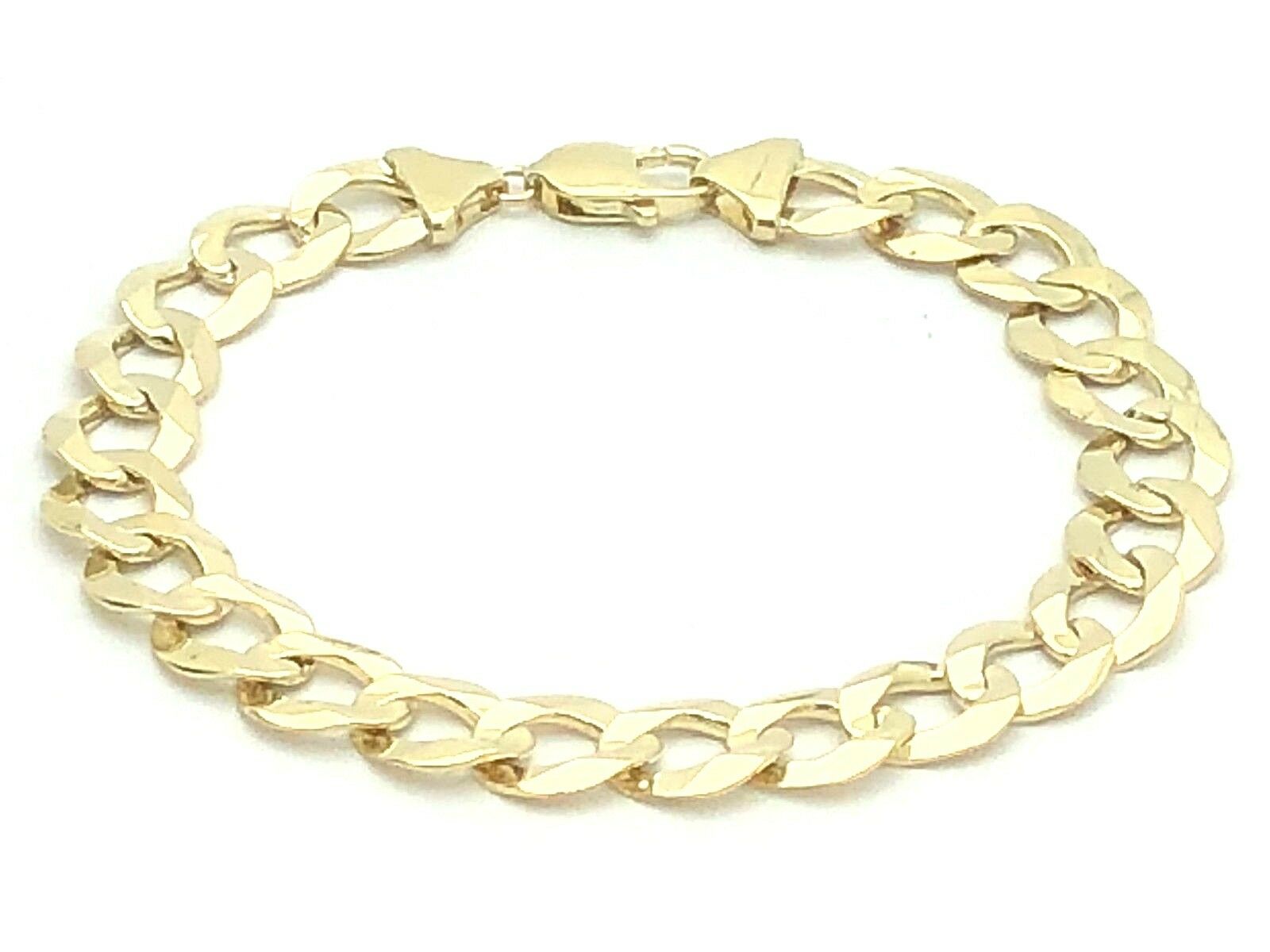 Men's 14k Solid Yellow Gold Flat Cuban Link Chain Bracelet 8.5" 11.5mm- 24 grams
