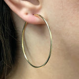 Italian 14k Yellow Gold High Polish Round Endless Hoop Earrings 1.9" 1.5mm 1.7g